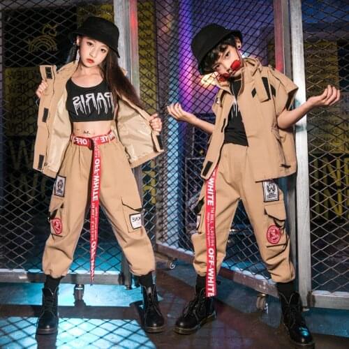 Top And Pants Set Children Hiphop Street Dancewear Suit Kids Girls Boys Jazz HipHop Dance Costumes Clothes 110-160cm