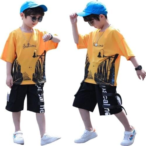 Kids Clothing Sets Boys Summer Novel Cartoons Print T-shirt Multi-style Shorts Pants 2pc Children Camouflage Tracksuit Outfits