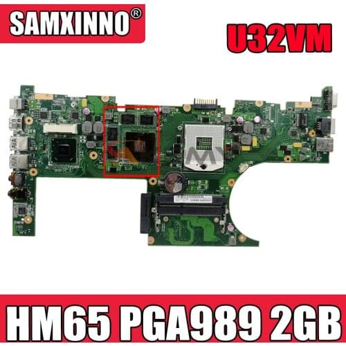 Akemy U32VM Laptop motherboard for ASUS U32VM U32V U32 Test original mainboard HM65 PGA989 2GB video card