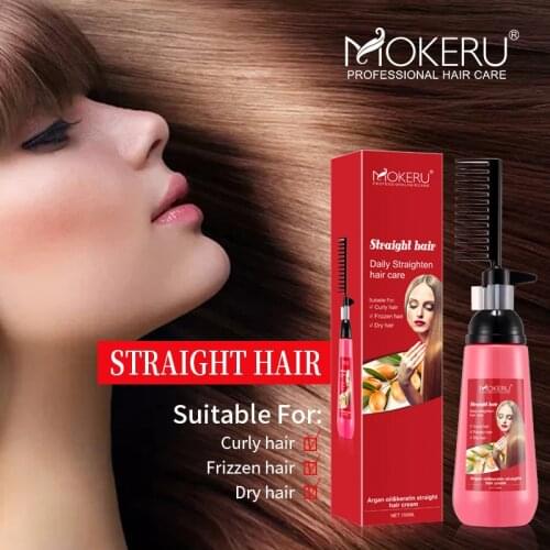 Mokeru 150ml Smoothing Shiny Cold Hair Straightener Cream Natural Straight Hair Relaxer Cream for Woman Straightening Hair Tanin