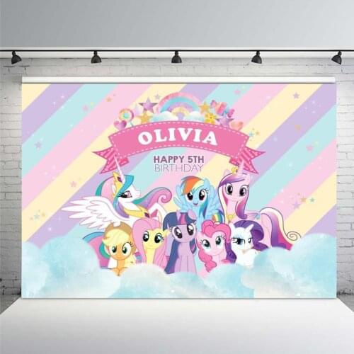 My Little Pony Backdrop Birthday Party Rainbow Event Photo Backdrop Photography Baby 1st Birthday Banner 5ft X 7ft Printed