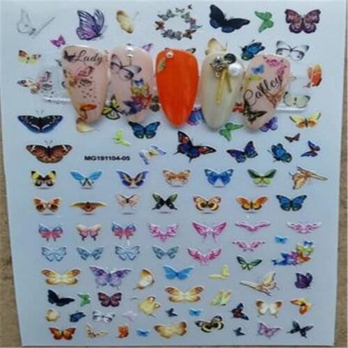 Japanese Style Fashion Nail Stickers Butterflies Light Dry Nail Decals Back Adhersive Paper Stickers for Nail Decors Nail Art