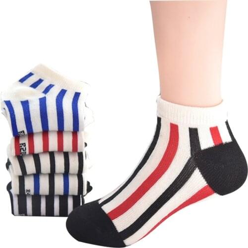 5 pairs / lot 2017 new cotton spring/autumn kids socks 1-9 year children stripe ship socks baby boys/girls socks