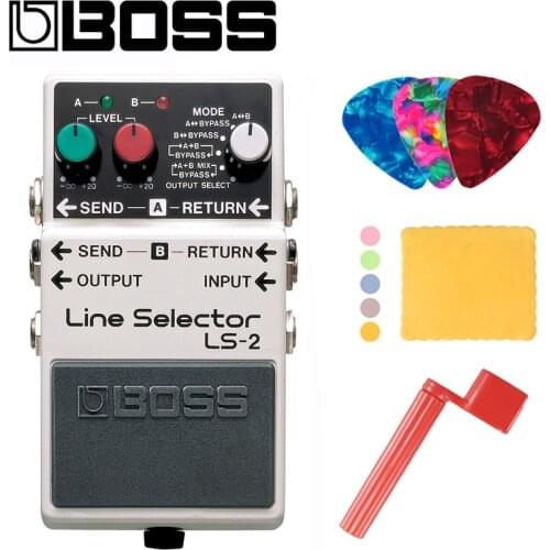 Boss LS-2 Line Selector Pedal, Line Selector and Input/Output Router Bundle with Picks, Polishing Cloth and Strings Winder