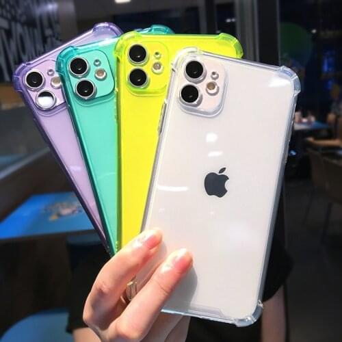 Ottwn Candy Color Shockproof Phone Case For iPhone 12 Pro Max 11 Pro Max X XR XS Max 7 8 Plus SE 2020 Solid Clear Soft TPU Cover