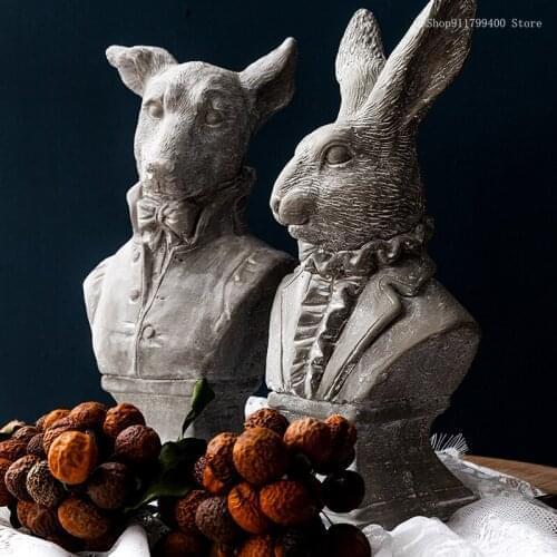 Painting practice of rabbit and dog sculpture handicraft sculpture home desktop retro decoration living room decoration