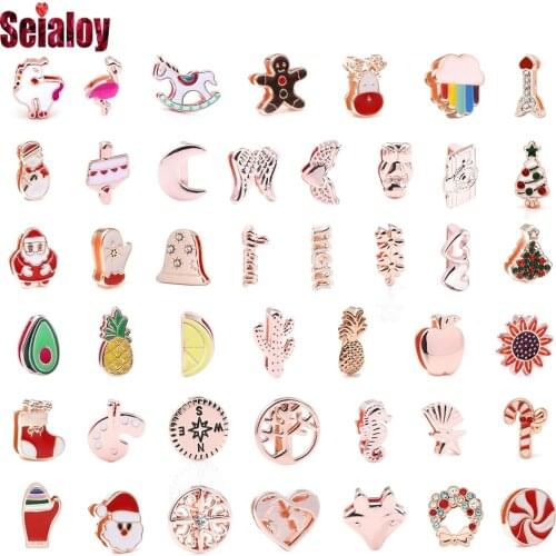 Seialoy 2Pcs New Rose Gold Heart Charm Fit 10mm Bracelet For Women Christmas Fruit Cake Beads Fit Belt Bangle Accessories Beaded