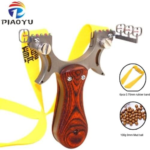 Powerful Hunting Slingshot Stainless Steel Catapult +Wood Handle with Rubber Band Outdoor Shooting Game Sling Shot