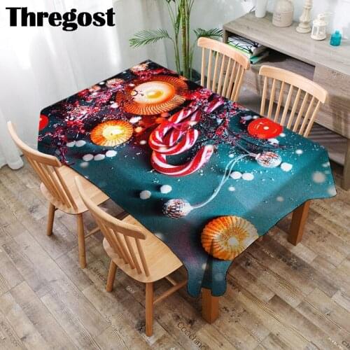Thregost Tablecloth Print Christmas Food Birthday Party Table Cover Rectangle Desk Cloth Wipe Covers Waterproof Table Cloth