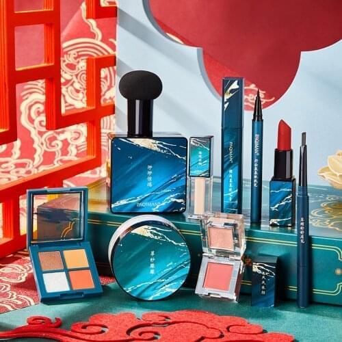 Oriental Beauty Makeup Kit Eyeshadow Moisturizing Cushion BB Cream Makeup Loose Powder Waterproof Mascara Eyeliner Eyebrow Sets