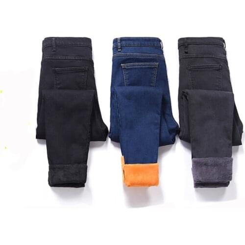 New 2018 Autumn Winter Jeans for Women Warm Thick Fleece Plus Velvet Skinny Denim Pencil Pants Female High Waist Plus Size Jeans