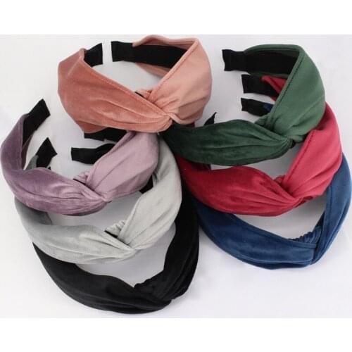 Sweet Single Layer Velvet Cross Hairband Ladies All-match Solid Color Hair Accessories Women Wholesale