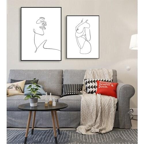 Painting Wall Pictures For Living Room Decor Abstract kiss Line Body Art Prints Nordic s And Prints Wall Art Canvas