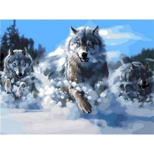 Wolf Animal DIY 11CT Embroidery Cross Stitch Kits Needlework Craft Set Cotton Thread Printed Canvas Home Decoration Wholesale