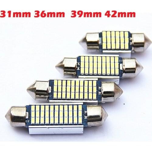 100pcs festoon 31mm 36mm 39mm 42mm LED Bulb C5W C10W Super Bright 4014 SMD Canbus Error Free Auto Interior Doom Lamp