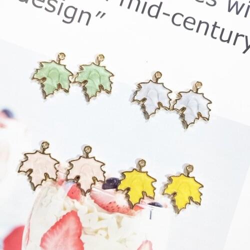10pcs Colored Pearlescent Maple Leaf Alloy Jewelry Accessories Pendant Headdress Earrings Pendant Korean Explosion