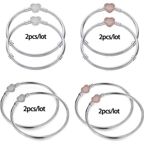 2pcs/lot 3mm high quality snake chain bracelet fit European bracelet charm diy pendant bead jewelry making for women gift