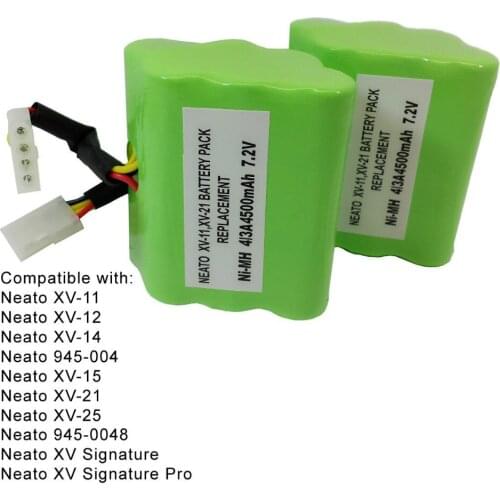 2 Pack 7-2V 4500mAh Neato XV-11 XV-12 XV-14 945-004 XV-15 XV-21 XV-25 945-0048 XV Signature XV Signature Pro
