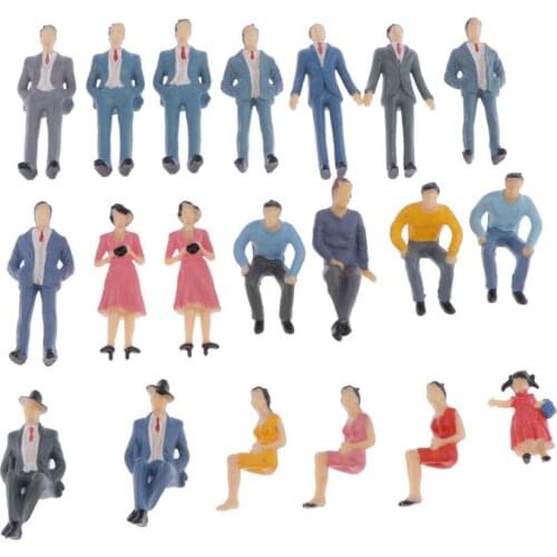 20 Pieces 1/30 Scale HO Passer-by People Figure Model for Diorama Decoration