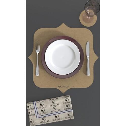 8pcs/set Solid Design Placemats With Coaster Non Slip Table Mats Kitchen Wood Mdf Accessories Home Pad Coaster Dining Table