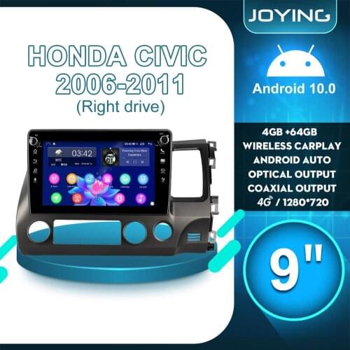 9"Autoradio Head Unit Android 10 CarRadio Stereo GPS Multimedia Player Wireless Carplay 4G For Honda Civic 2006 2011 Right Drive