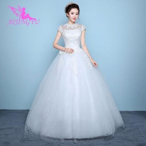 AIJINGYU 2021 communion free shipping new hot selling cheap ball gown lace up back formal bride dresses wedding dress WK539