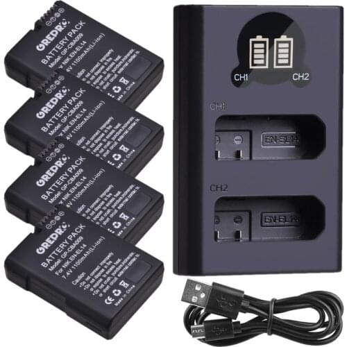 EN-EL14 EN EL14 EN-EL14a Battery Pack + Dual Charger for Nikon D3100 D5500 D5300 D5600 D3300 D3400 D3500 P7000 P100 DSLR Camera