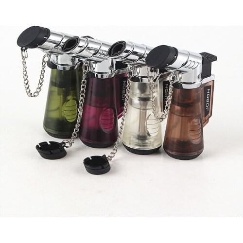 Cigarette Accessories Elbow Nozzle Butane Gas Windproof Lighters Chain Cover Torch Lighter New Style