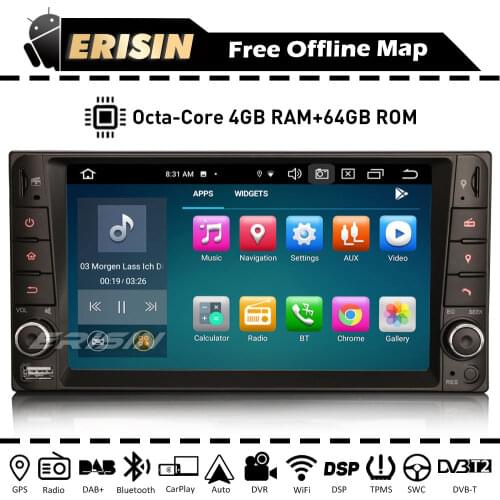 ES8112C 7" Car Radio for Toyota Hilux Vitz Prado Hi-Lux Celica Avens Android 10.0 Carplay DAB GPS WiFi DSP Bluetooth OBD TPMS SD
