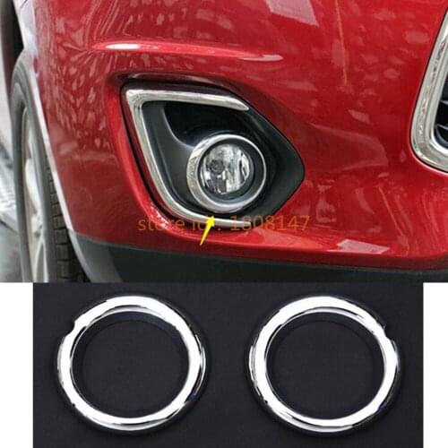 Car Head Front Inner Fog Light Lamp Detector Frame Stick Styling ABS Cover Trims 2pcs For Mitsubishi ASX 2013 2014 2015