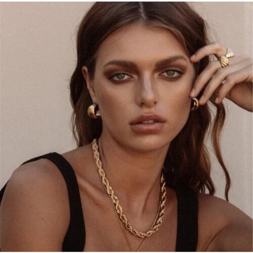 316L Titanium Steel Twisted Rope Chain Hip Hop Necklace Stainless Steel Stackable Short Necklace No Fade