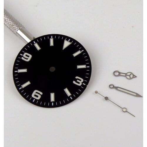 Black Sterile Automatic 29mm Watch Dial hands for NH35 ETA 2836 MIYOTA 8215 Movement Luminous Marks