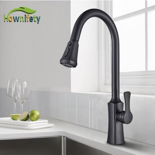 Black Kitchen Faucet Pull Out Stream Spray Mode Rotation Deck Mount Hot Cold Mixer Crane Tap Chrome Nickel Brushed Gold Faucets