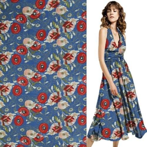 Floral print silk blending cotton fabric silk blended western style,SCT441