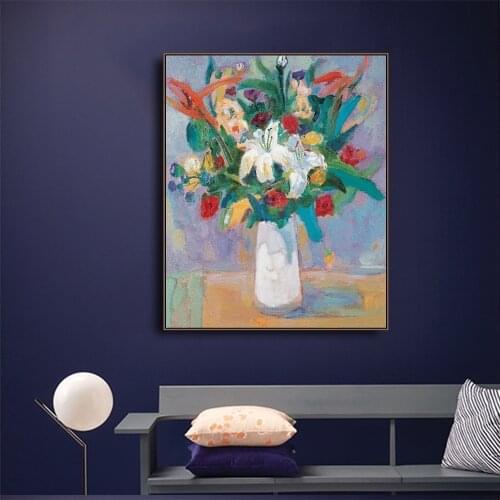 Decorative Canvas Painting On The Wall Watercolor Flowers and Vase Poster Art Print Pictures for Living Room Modern Home Design
