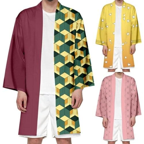Demon Slayer Long Kimono Kimetsu No Yaiba Cosplay Costume Tanjiro Kamado Plus Size Coats Jackets Casual Tops Women Men Halloween