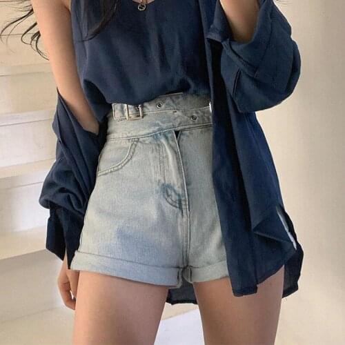 Jean Shorts High Waist Womens Belt Denim Female 2021 New Summer Sweatpants Harajuku Jeans Streetwear Bottoms Jean Shorts