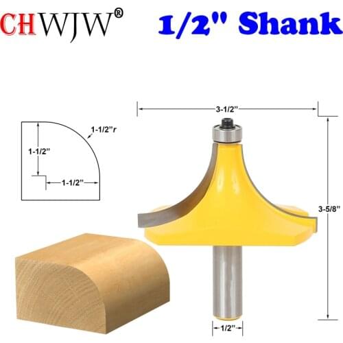CHWJW 1PC 1/2" 12mm Shank High Quality Round Over Edging Router Bit - 1-1/2" Radius Wood Cutting Tool woodworking router bits