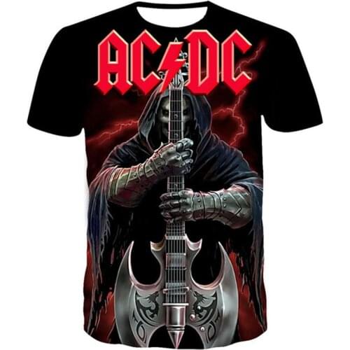Summer 3D AC/DC Letter Printing Men T-shirt Oversized T-shirt Rock Band Tops T-shirts Harajuku O-Neck Breathable Size 100-6XL