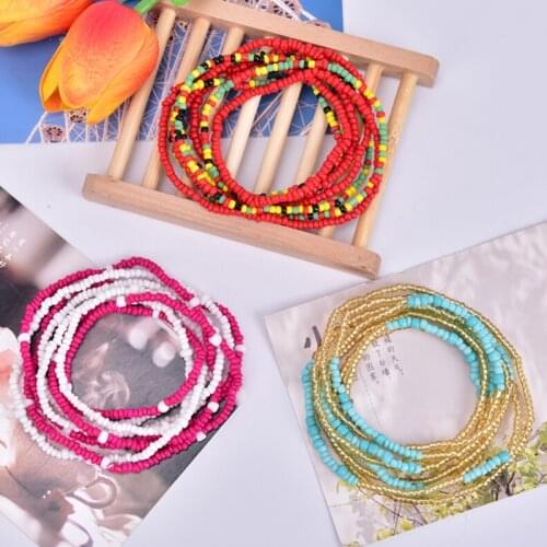 Hot Double Row Beaded Belly Waist Chains Fashion Bohemian Colorful Body Chains Beach Jewelry 10 Styles