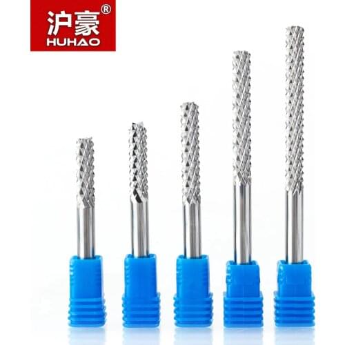 HUHAO 1pcs 3.175mm 4mm 6mm Carbide Tungsten Corn Cutter cutting PCB milling bits end mill CNC router bits for Engraving machine