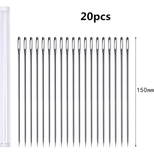 MIUSIE 15cm20PCS Stainless Steel Hand Sewing Needle Big Holes Sewing Pins Set Home DIY Crafts Household Sewing Accessories