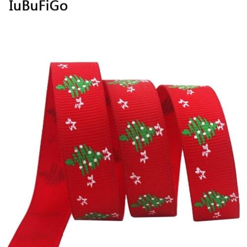 [IuBuFiGo] 3/8"(9mm) Christmas Tree Ribbon X'mas Grpsgrain Ribbon For Decoration 10y