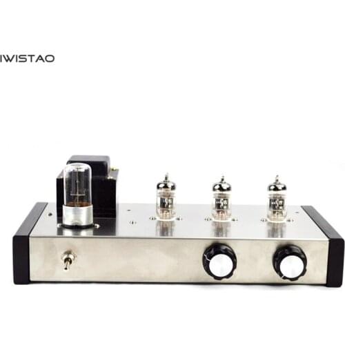 IWISTAO HIFI Tube Preamplifier 12AX7B Tube Recterfier 6Z5P Classical M7 Circuit AC110V/220V Brown Wooden Edge