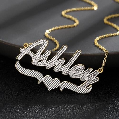 Custom Made Stainless steel Name Necklace Double Gold Plated Custom Nameplate Multi Chains Name Necklace For Women Charm Gifts