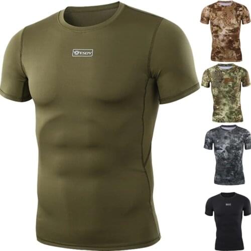 Outdoor Hunting Camouflage T-Shirt Men Breathable Army Tactical Combat Tops Military Quick Dry Sports Camo Hunting Camping Tees