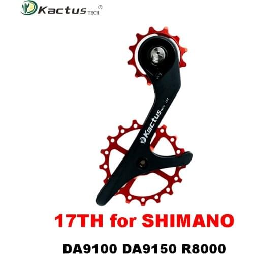 KACTUS Cycling Ceramic Bearing 17TH Rear Derailleurs Carbon Fiber Derailleur Pulley Bicycle 17T Large Size Guide Wheel Shimano