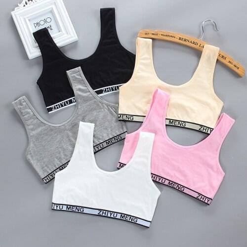 2pc Girl Tops Teens Bra Racerback Cotton Sport Training Bras Underwear Layered Crop Tops Teenage Girl Kid Undercloth Camis 12 9