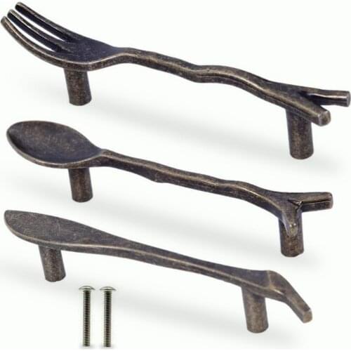 Creative Knife Pull Handles Shape Kitchen Cupboard Cabinet Dresser Closet Drawer Pull Knobs (CC:76mm)Silvery Bronze Handles