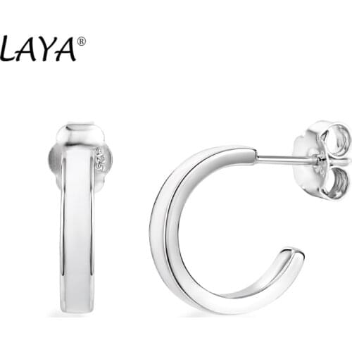 Laya Silver Hoop Earrings For Women 925 Sterling Silver Simple Design Circle White/Orange серьги Fine Jewelry Handmade Enamel